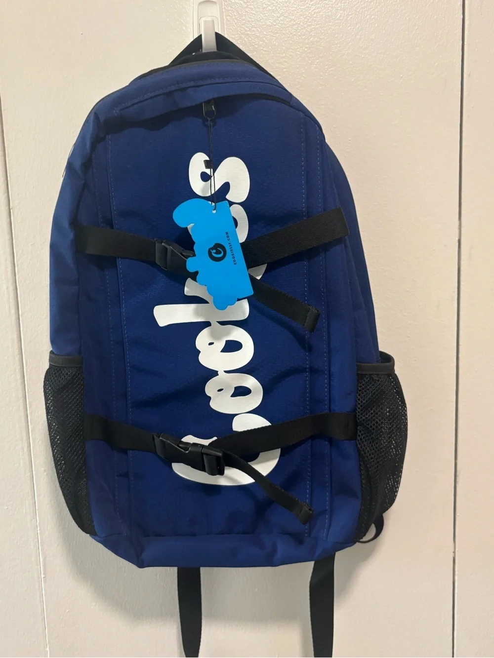 Blue Graphic Logo Backpack for Men